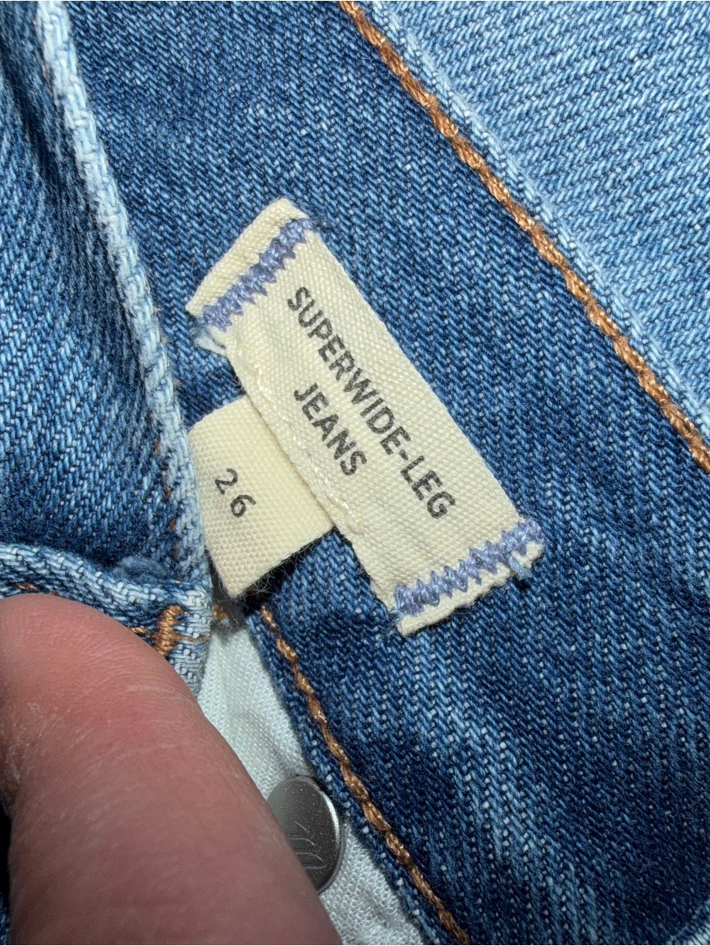 Madewell Blue Wide-Leg Cuffed Jeans - Picture 7 of 10